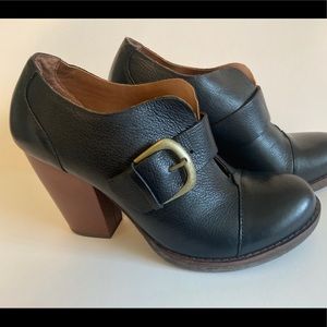 Kork-Ease Black Leather Heel/Wedge/Bootie